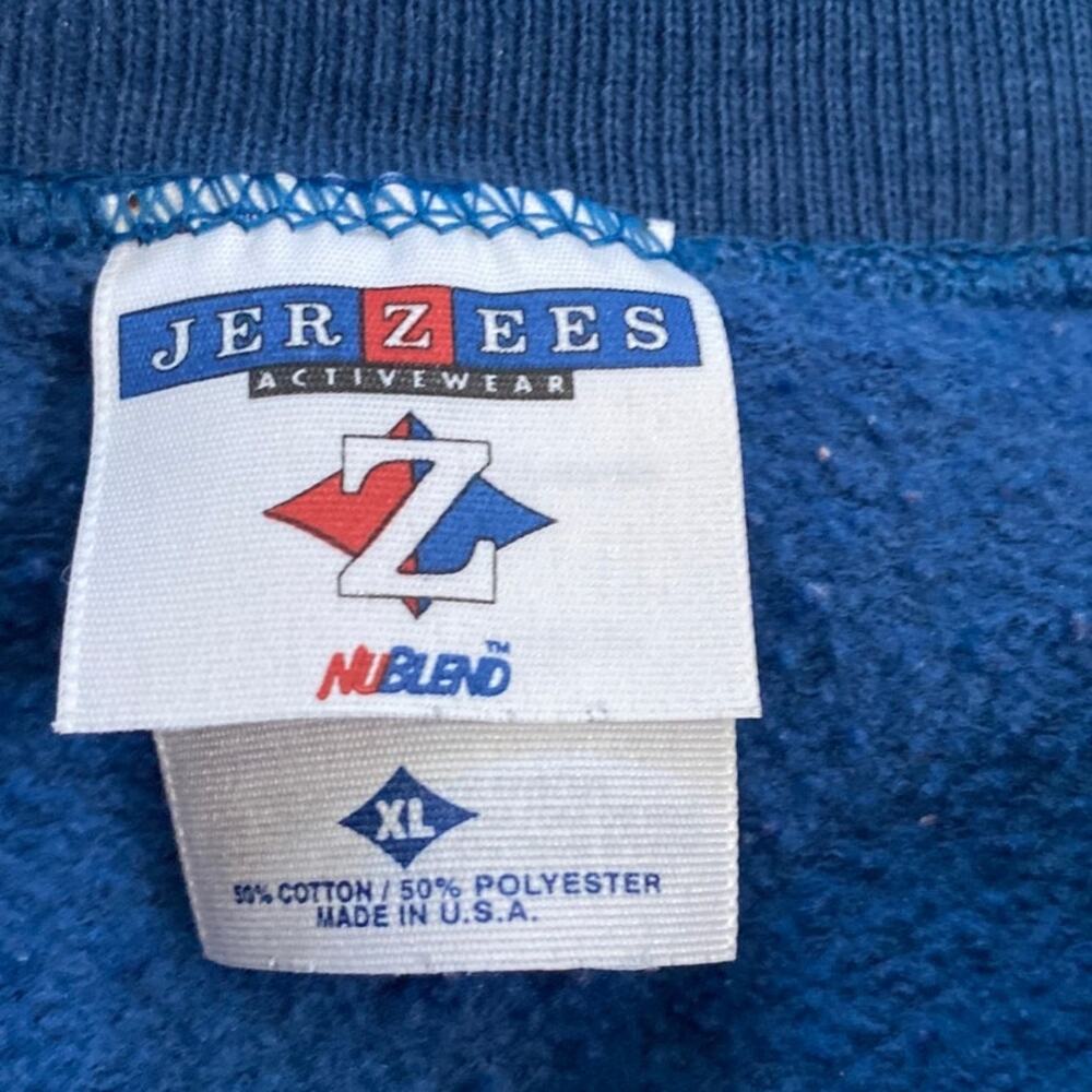 Vintage 90s Jerzees Made in USA Cat Garden Sweatshirt Blue XL - Picture 3 of 6